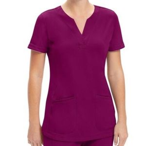Healing Hands Scrub Top in Wine size Med